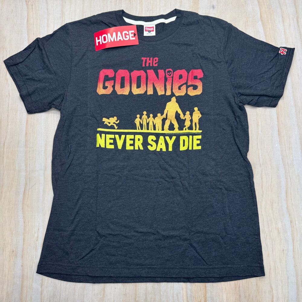 NEW The Goonies Homage Tri-Blend Short Sleeve Crewneck Shirt Charcoal Sz LG